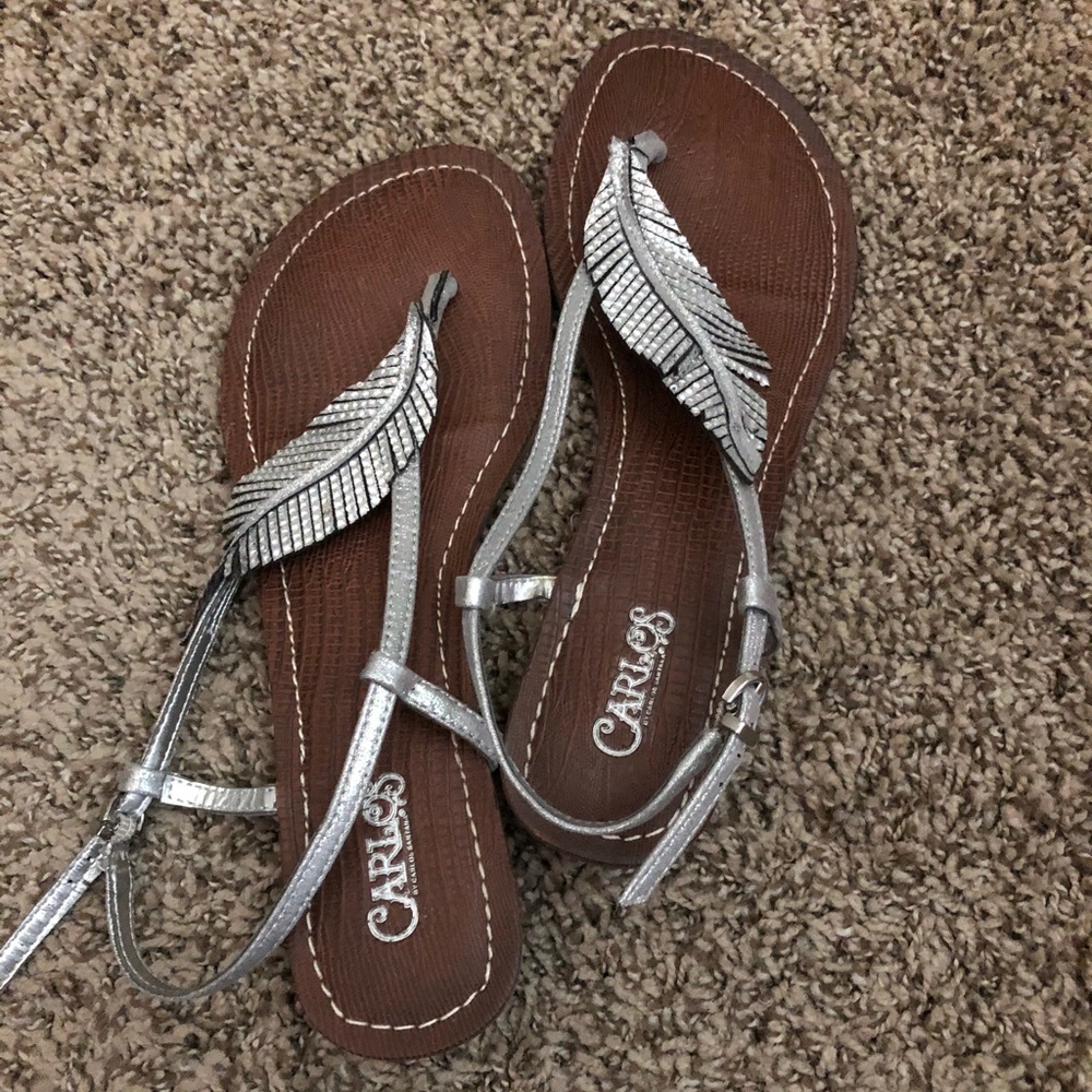Carlos Santana Silver Feather Sandals